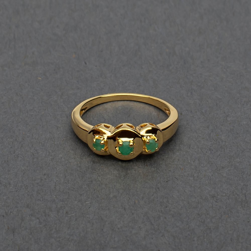 Gold Plated Sterling Silver Ring With Emerald Stone